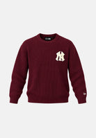 NEW ERA Felpa girocollo MLB WAFFLE KNIT NEW YORK YANKEES Bordeaux vinaccia per uomo e donna,  con logo NY sul petto.<BR/> 60960431 . NEW ERA 