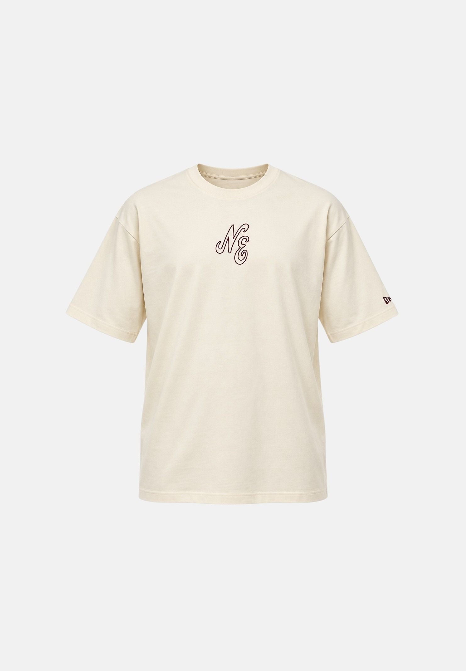 NEW ERA T-shirt CREST GRAPHIC Open White bianco crema uomo donna, oversize in cotone, logo sul petto e maxi stampa New York sul retro. 60960438 . NEW ERA 
