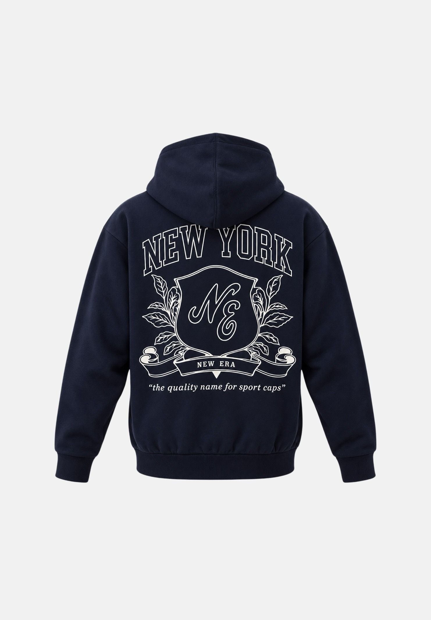NEW ERA felpa con cappuccio CREST GRAPHIC blu navy da uomo e donna, in misto cotone, con tasca a marsupio e maxi stampa posteriore. 60960453 . NEW ERA 