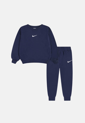 NIKE Tuta sportiva blu notte per bambino e bambina con felpa girocollo e pantaloni coordinati logati. 86M188 U90 NIKE 