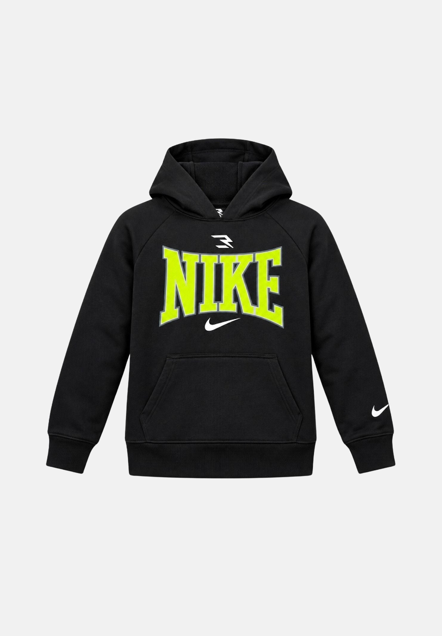 NIKE Felpa con cappuccio nero e lime per bambino e bambina con maxi logo 9Q1767 023 NIKE 