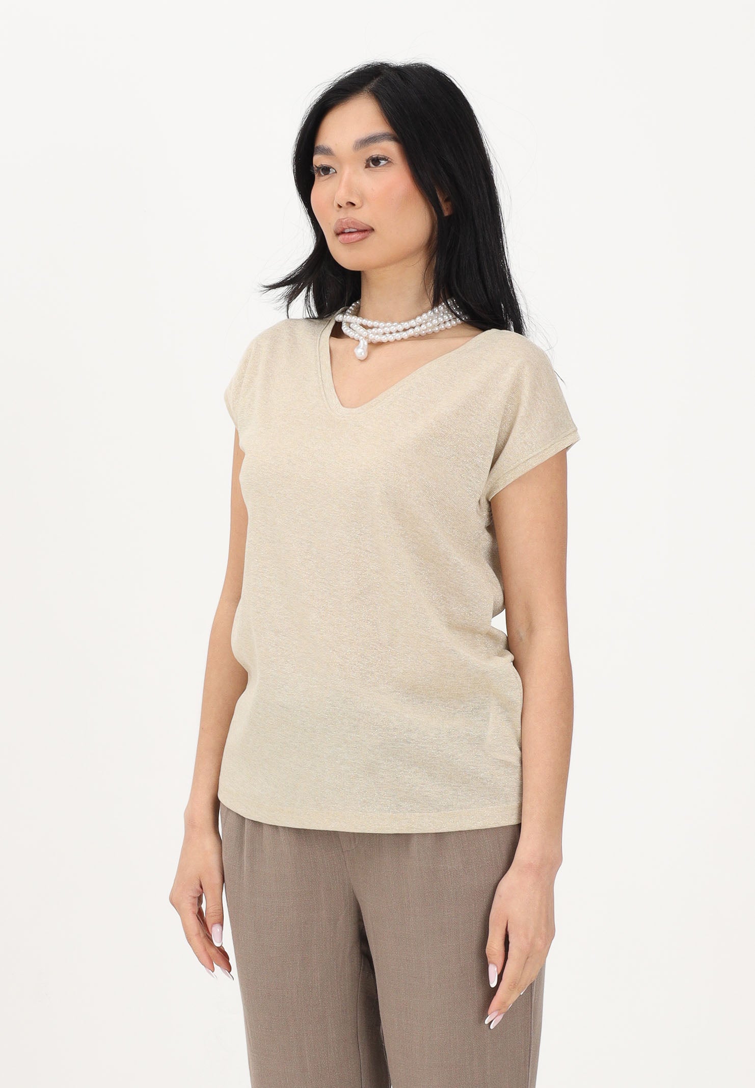 ONLY T-shirt a manica corta oro da donna 15136069 GOCO ONLY 