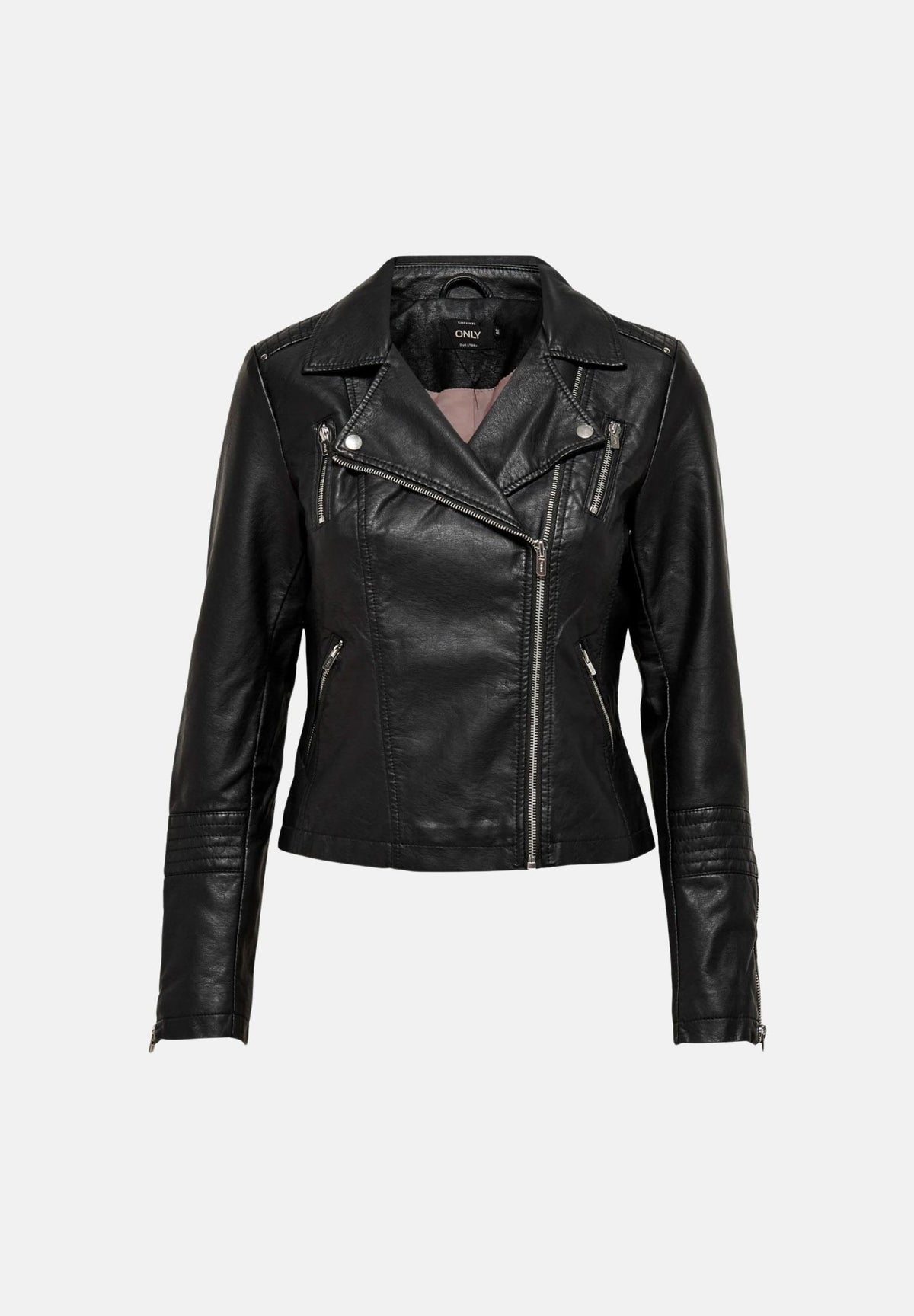 ONLY Giubbotto ONLGEMMA similpelle nero da donna effetto biker tinta unita. 15153079 BL ONLY 