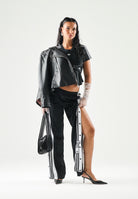 ONLY Giubbotto ONLGEMMA similpelle nero da donna effetto biker tinta unita. 15153079 BL ONLY 