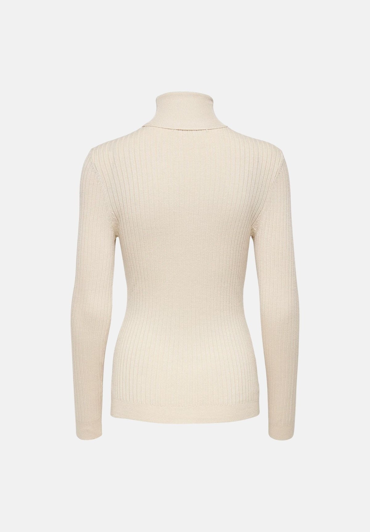 ONLY Dolcevita basic beige per donna con collo alto e lavorazione a costine sottili. 15165075 PU ONLY 