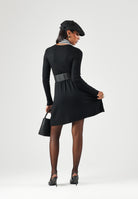 ONLY Abito corto A COSTA nero per donna con scollo rotondo e gonna svasata. 15185761 BL ONLY 