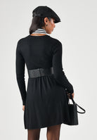 ONLY Abito corto A COSTA nero per donna con scollo rotondo e gonna svasata. 15185761 BL ONLY 