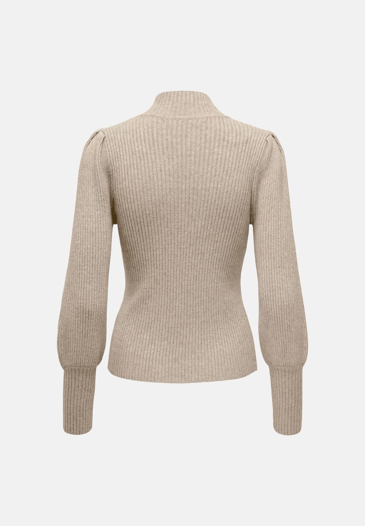 ONLY Dolcevita beige per donna con maniche a palloncino e costine sottili. 15232494 MOME ONLY 