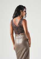 ONLY Bralette ONLLUNA marrone da donna con raffinata lavorazione in pizzo floreale e filato lurex 15244888 COBE ONLY 