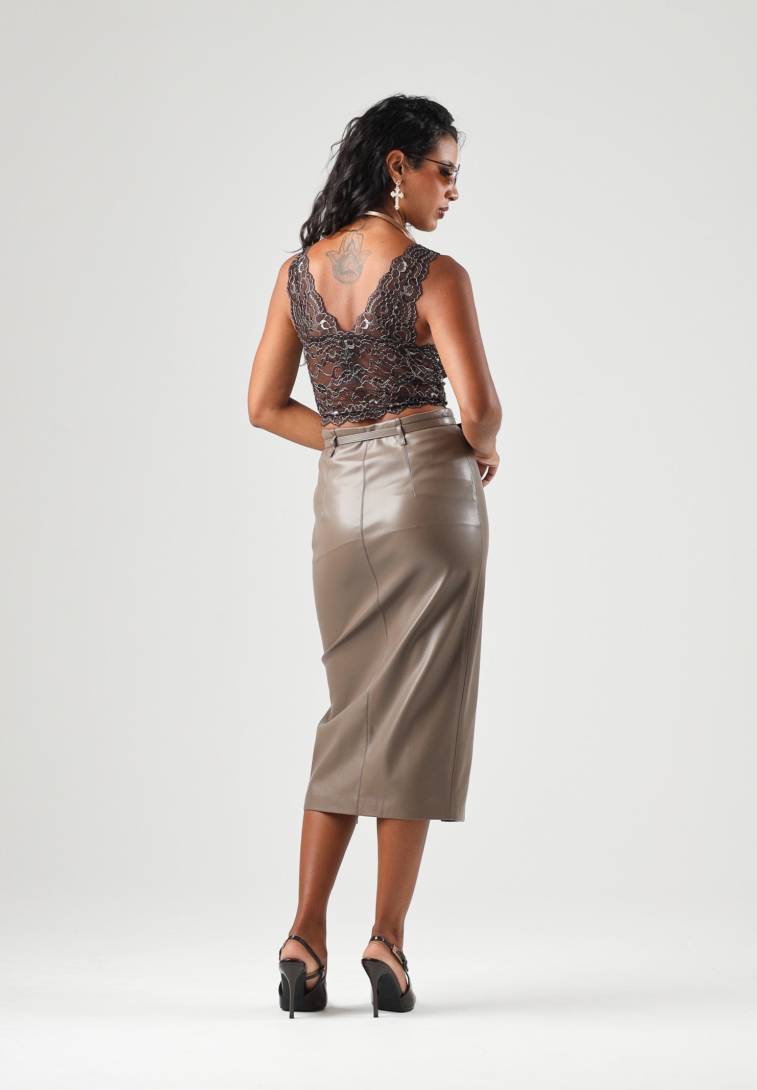 ONLY Bralette ONLLUNA marrone da donna con raffinata lavorazione in pizzo floreale e filato lurex 15244888 COBE ONLY 