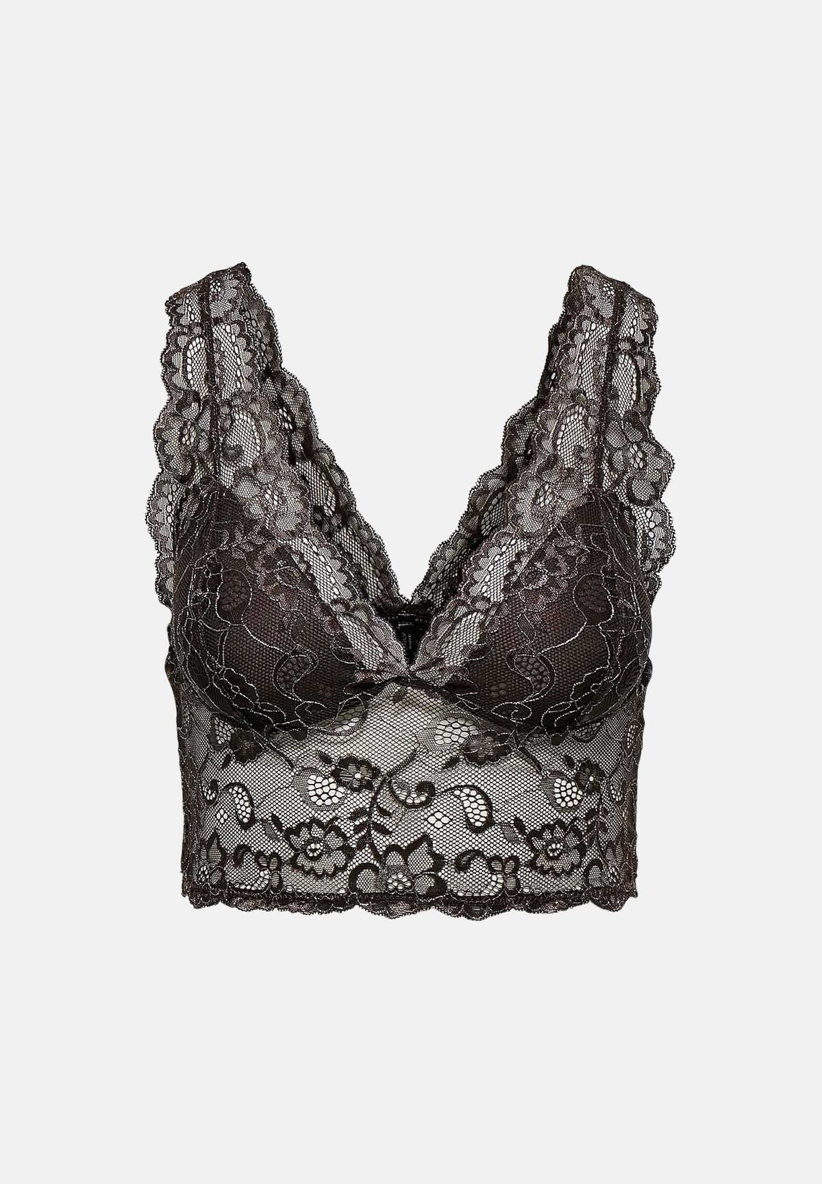 ONLY Bralette ONLLUNA marrone da donna con raffinata lavorazione in pizzo floreale e filato lurex 15244888 COBE ONLY 