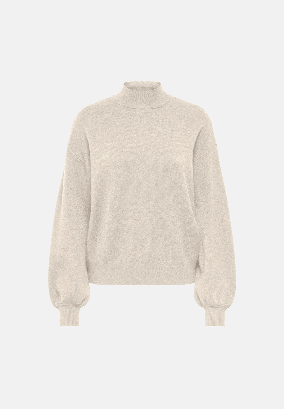 ONLY Maglia collo alto ONLENYA Birch bianco avorio da donna, in morbida maglia, con maniche lunghe, spalle scese, polsini e fondo rifiniti a costine. 15302262 BI ONLY 