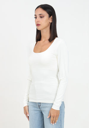 ONLY T-shirt a manica lunga panna da donna 15302647 CloudDancer ONLY 