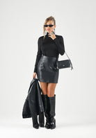 ONLY Maglia collo alto ONLAMERA GLITTER  nero da donna con lavorazione trasparente 15307661 BLDT ONLY 