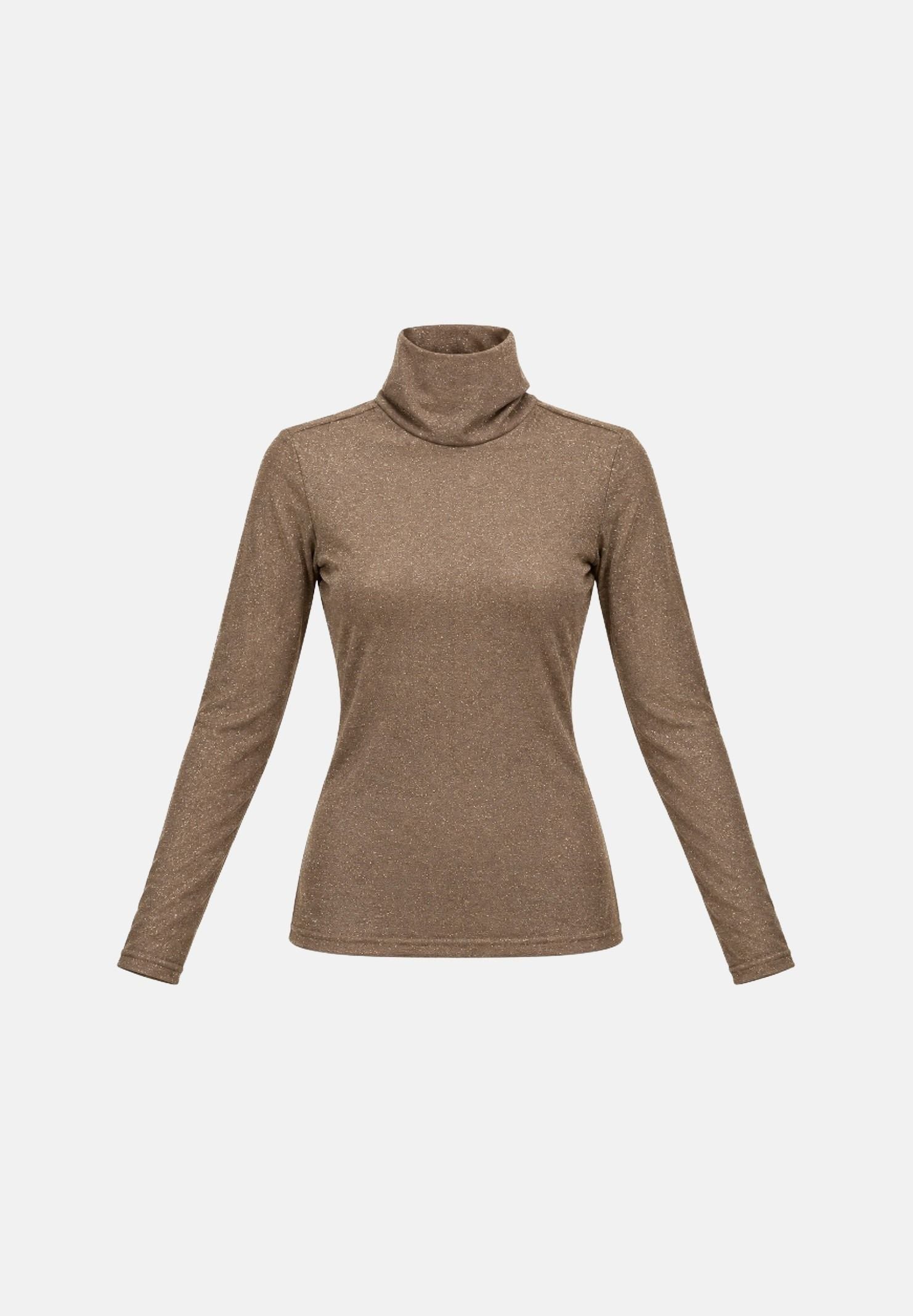 ONLY Maglia collo alto ONLAMERA GLITTER marrone noce da donna con lavorazione trasparente 15307661 WA ONLY 