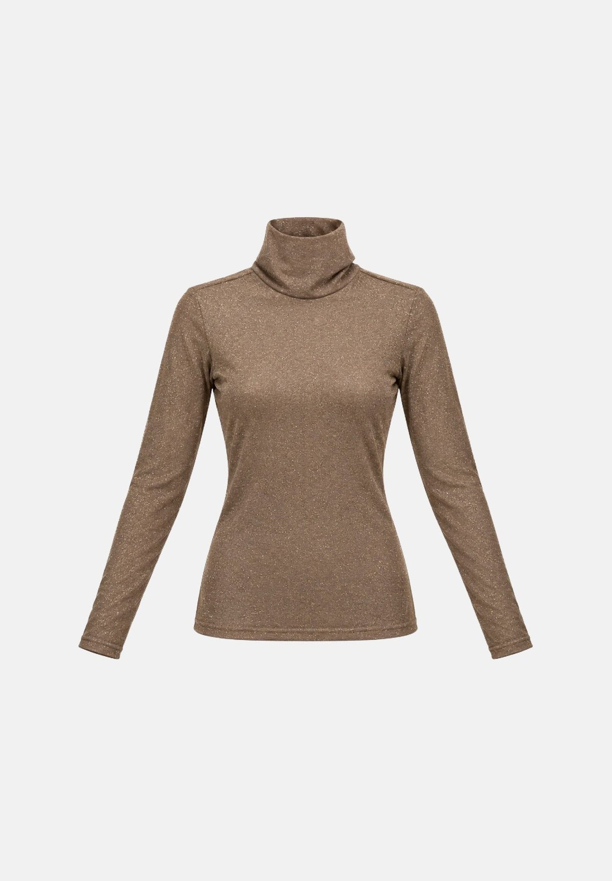 ONLY Maglia collo alto ONLAMERA GLITTER marrone noce da donna con lavorazione trasparente 15307661 WA ONLY 
