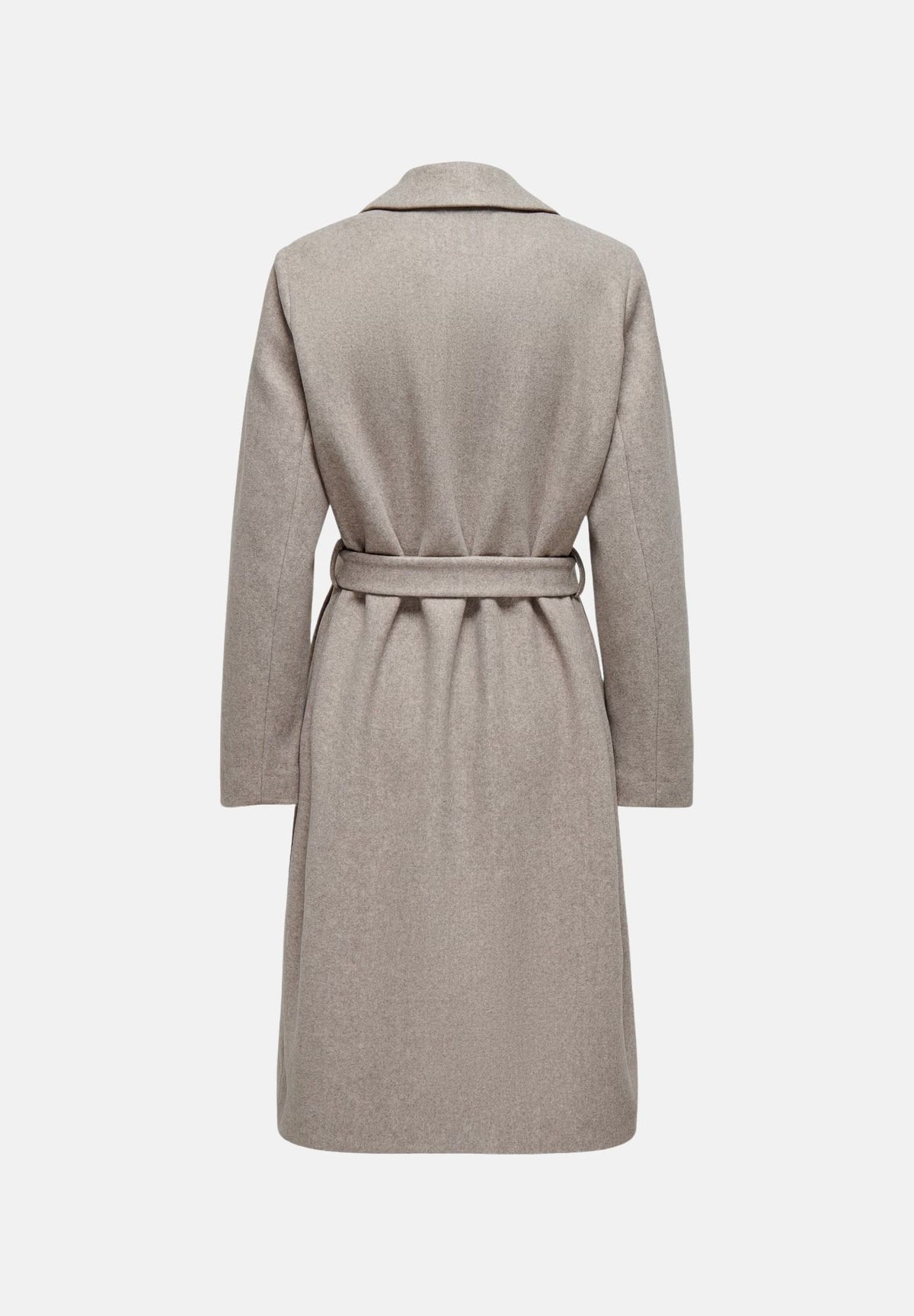 ONLY Cappotto lungo taupe-beige per donna con revers classici e chiusura a portafoglio. 15314362 SI ONLY 