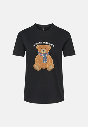 ONLY T-shirt manica corta TEDDY  nera da donna con stampa grafica con orsetto sul petto. 15316954 BLTE ONLY 