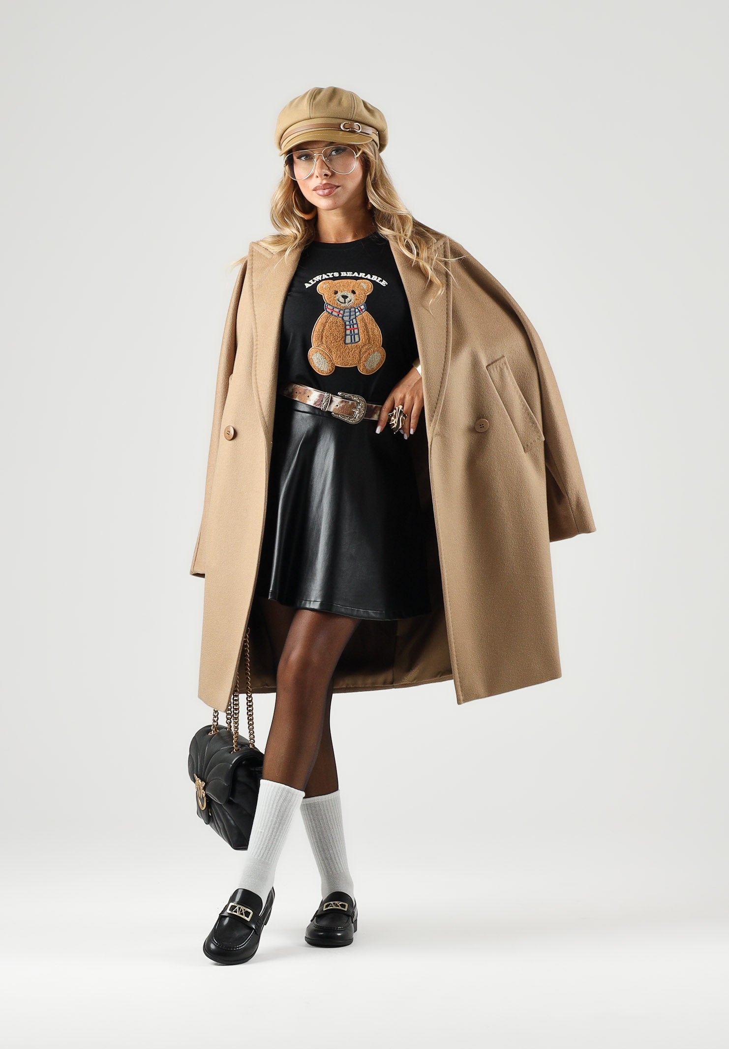 ONLY T-shirt manica corta TEDDY  nera da donna con stampa grafica con orsetto sul petto. 15316954 BLTE ONLY 