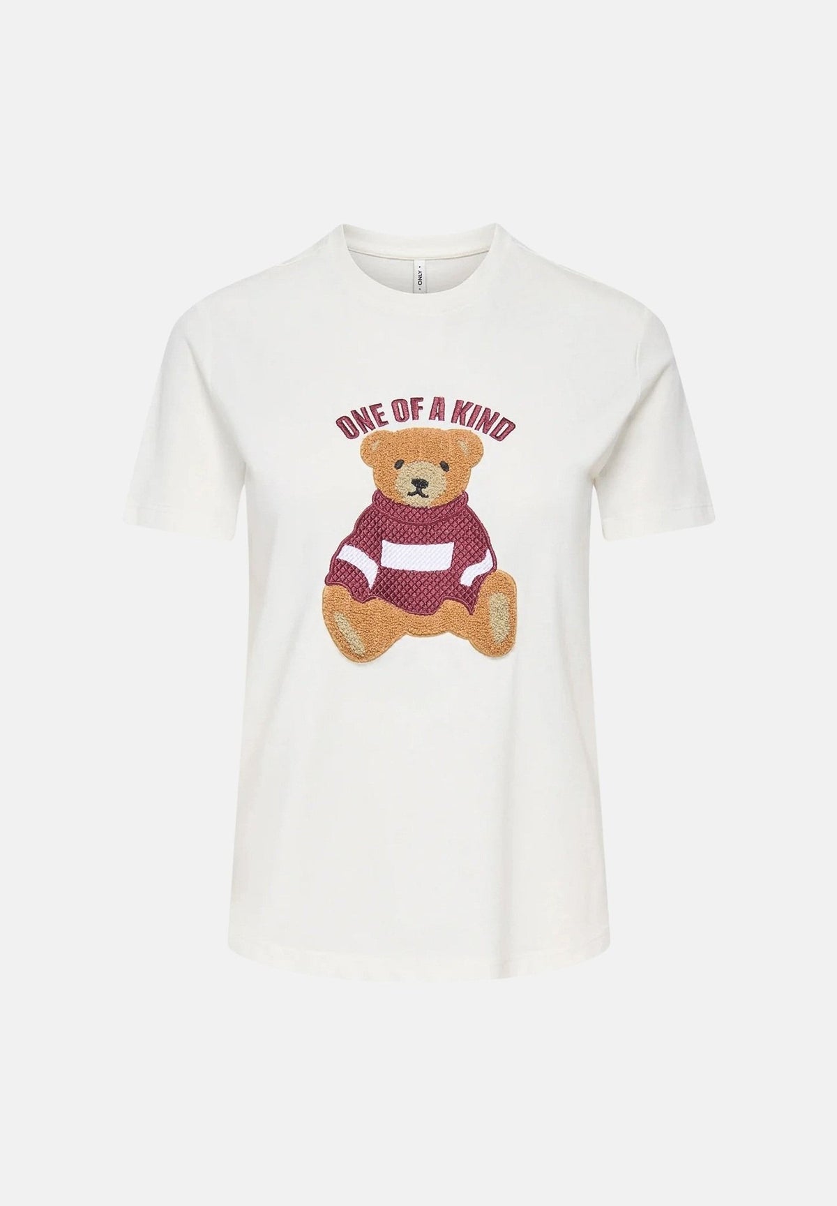 ONLY T-shirt manica corta TEDDY  bianca  da donna con stampa grafica con orsetto sul petto. 15316954 CLDA ONLY 