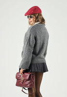 ONLY  Cardigan grigio per donna con dettagli fiocchetti decorativi. 15343634 MEGR ONLY 
