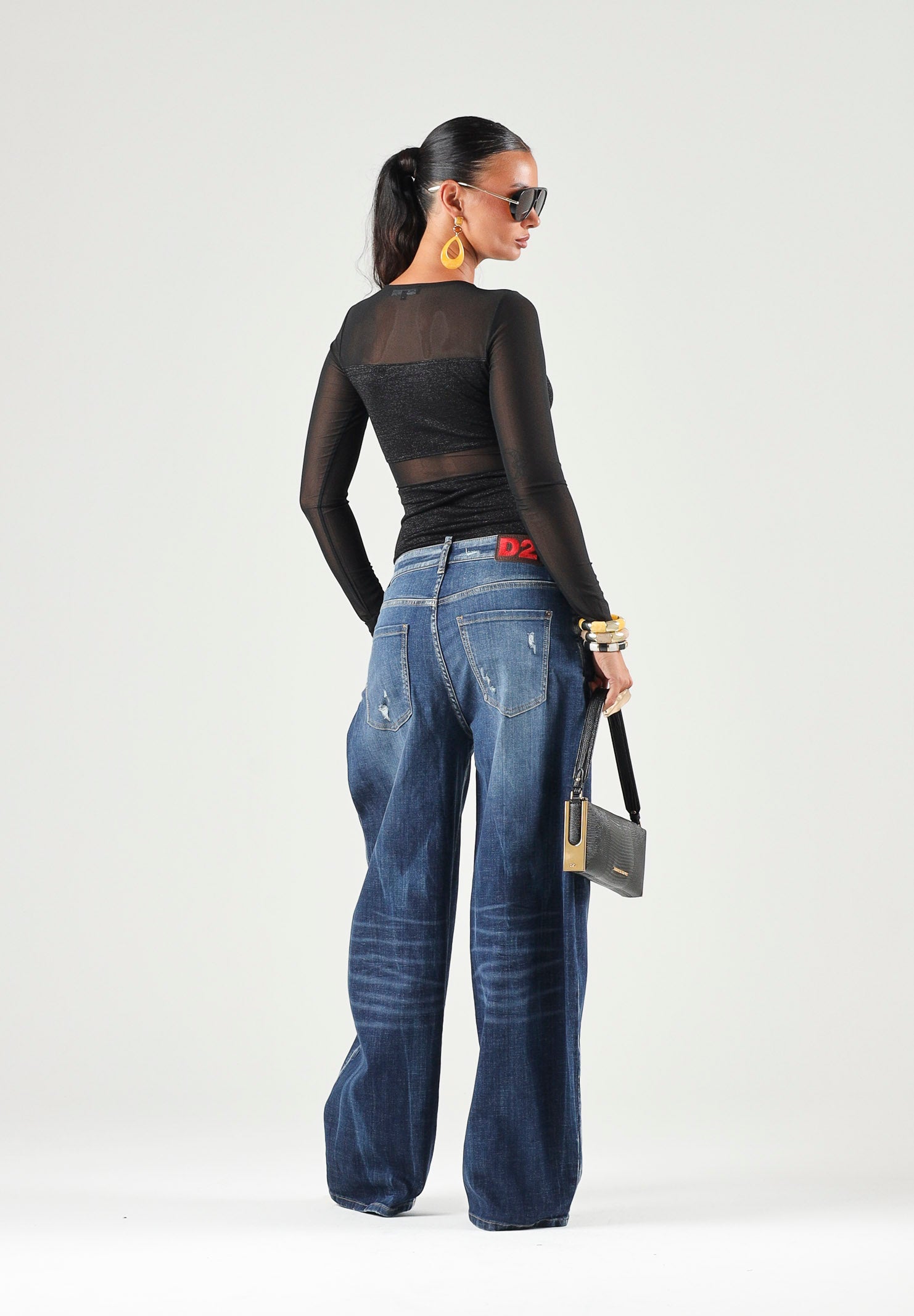 ONLY Body manica lunga nero da donna con dettagli lurex e tulle 15344709 Black ONLY 