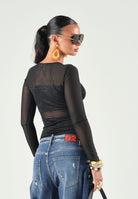 ONLY Body manica lunga nero da donna con dettagli lurex e tulle 15344709 Black ONLY 