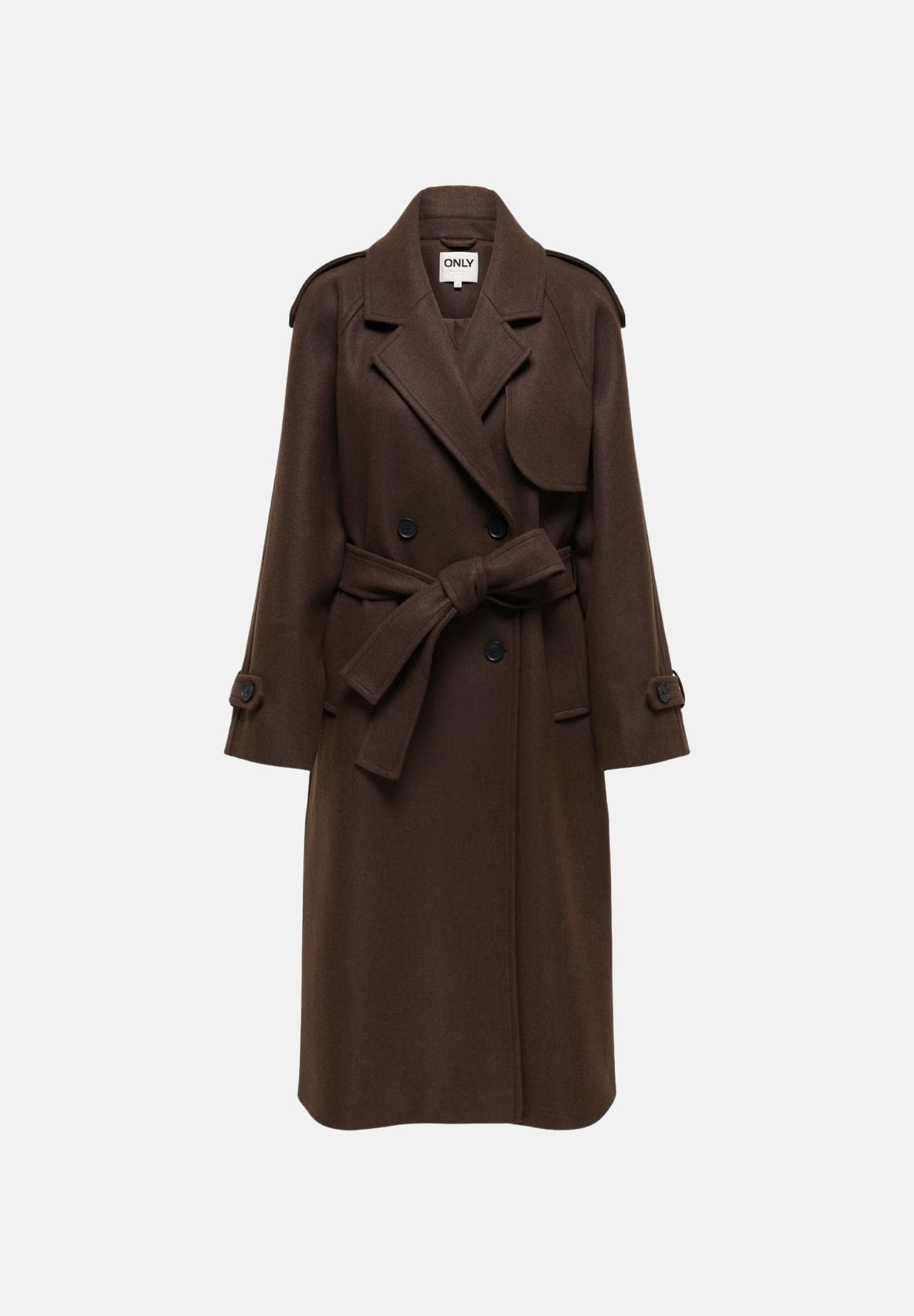 ONLY Cappotto lungo ONLDEAR-TRILLION Chocolate Brown, marrone cioccolato da donna 15344734 CHBR ONLY 
