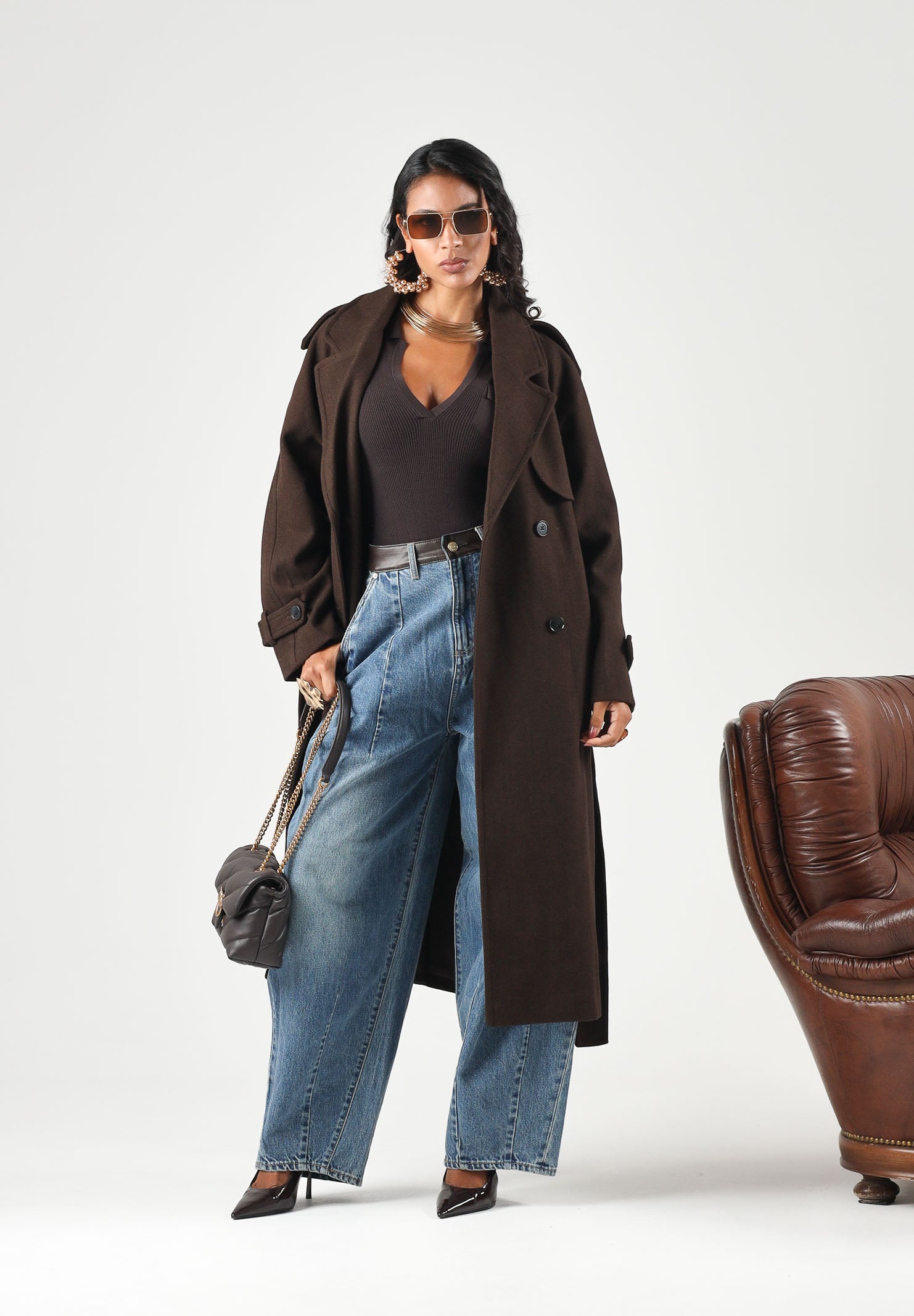 ONLY Cappotto lungo ONLDEAR-TRILLION Chocolate Brown, marrone cioccolato da donna 15344734 CHBR ONLY 
