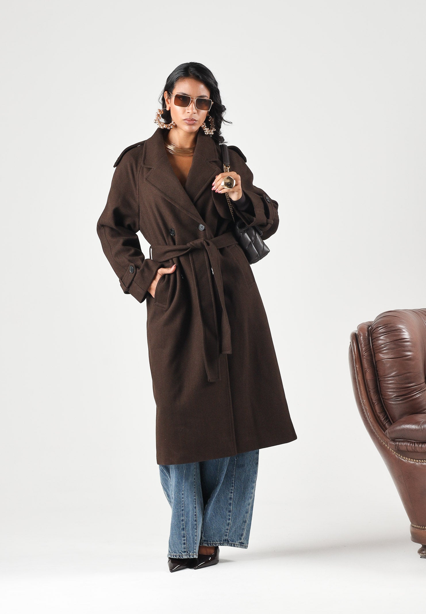 ONLY Cappotto lungo ONLDEAR-TRILLION Chocolate Brown, marrone cioccolato da donna 15344734 CHBR ONLY 