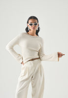 ONLY Pullover NATASCHA birch silver beige chiaro da donna con applicazioni gioiello.<BR/> 15350822 BISI ONLY 