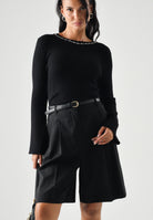 ONLY Pullover NATASCHA birch silver nero da donna con applicazioni gioiello<BR/> 15350822 BLSI ONLY 