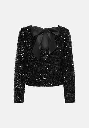 ONLY Top manica lunga ONLCONFIDENCE nero da donna impreziosito da paiettes 15360166 BLBL ONLY 