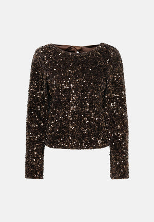 ONLY Top ONLCONFIDENCE Chocolate Torte, marrone cioccolato da donna impreziosito da paillettes 15360166 CHTO ONLY 