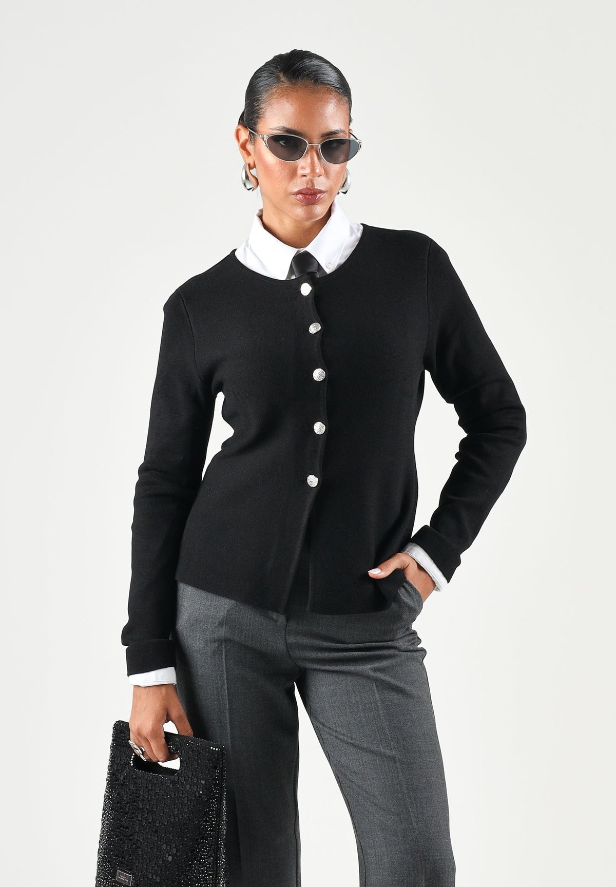ONLY Cardigan ONLBRIGHT nero da donna con bottoncini 15364267 BLNE ONLY 