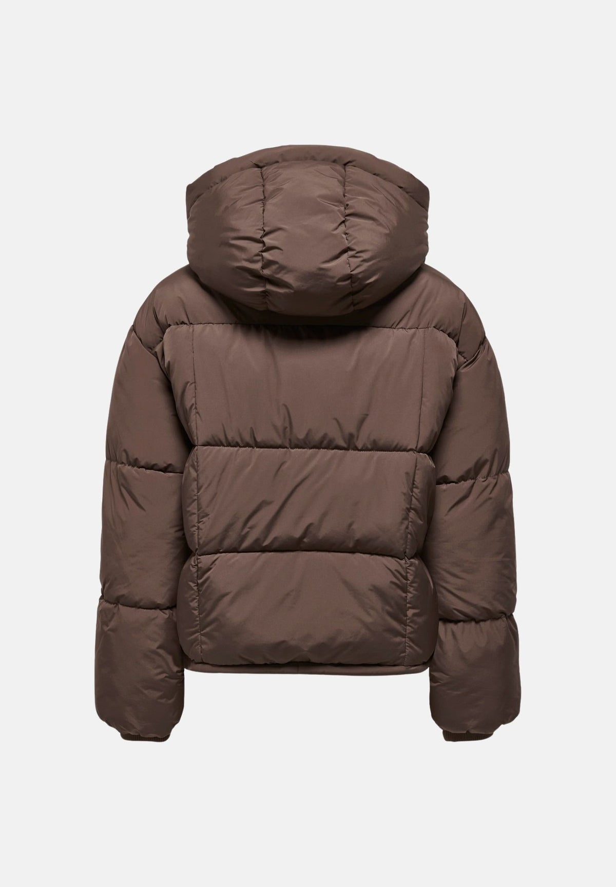 ONLY Piumino ONLCORNELIA PUFFER JACKET Chocolate Martini marrone cioccolato da donna con imbottitura termica sintetica, cappuccio ampio e avvolgente, collo alto, chiusura frontale con zip integrale, trapuntatura orizzontale, maniche lunghe e tasche l 15366705 CHMA ONLY 