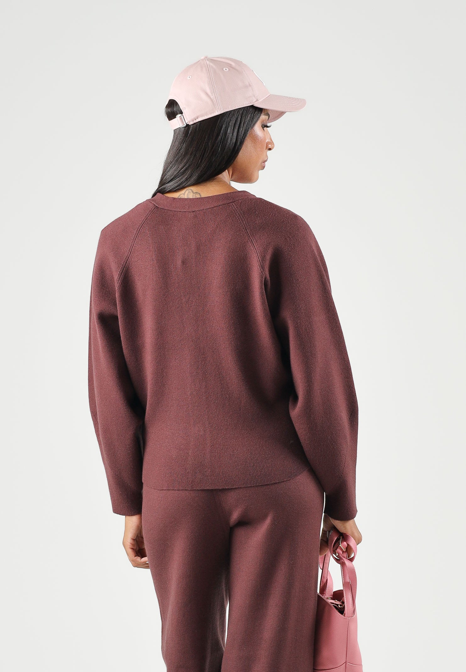 ONLY  Cardigan ONLLISA bordeaux da donna con chiusura frontale a bottoni e scollo a V 15374994 FI ONLY 