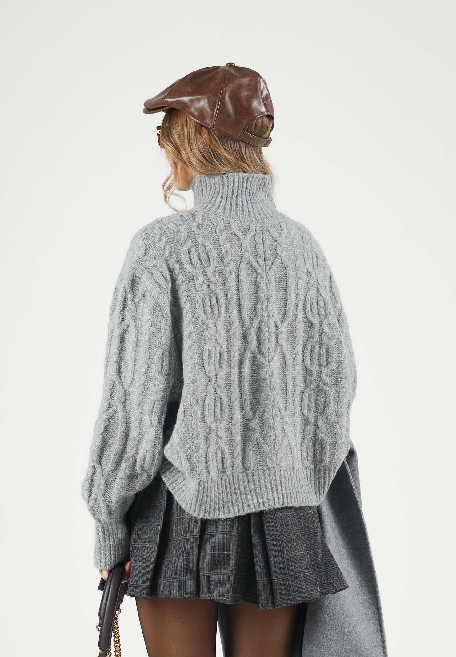 ONLY Maglione collo alto ONLHILDE LS SHORT CABLE KNT grigio mélange da donna 15375336 MEGR ONLY 