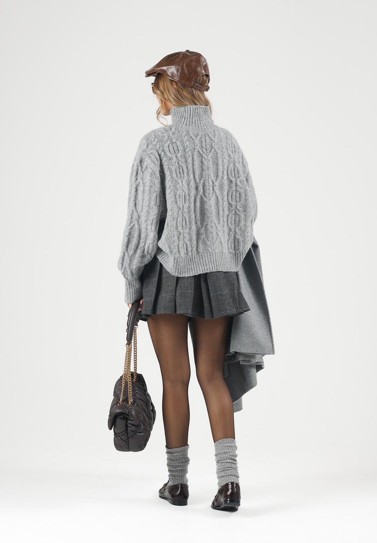 ONLY Maglione collo alto ONLHILDE LS SHORT CABLE KNT grigio mélange da donna 15375336 MEGR ONLY 