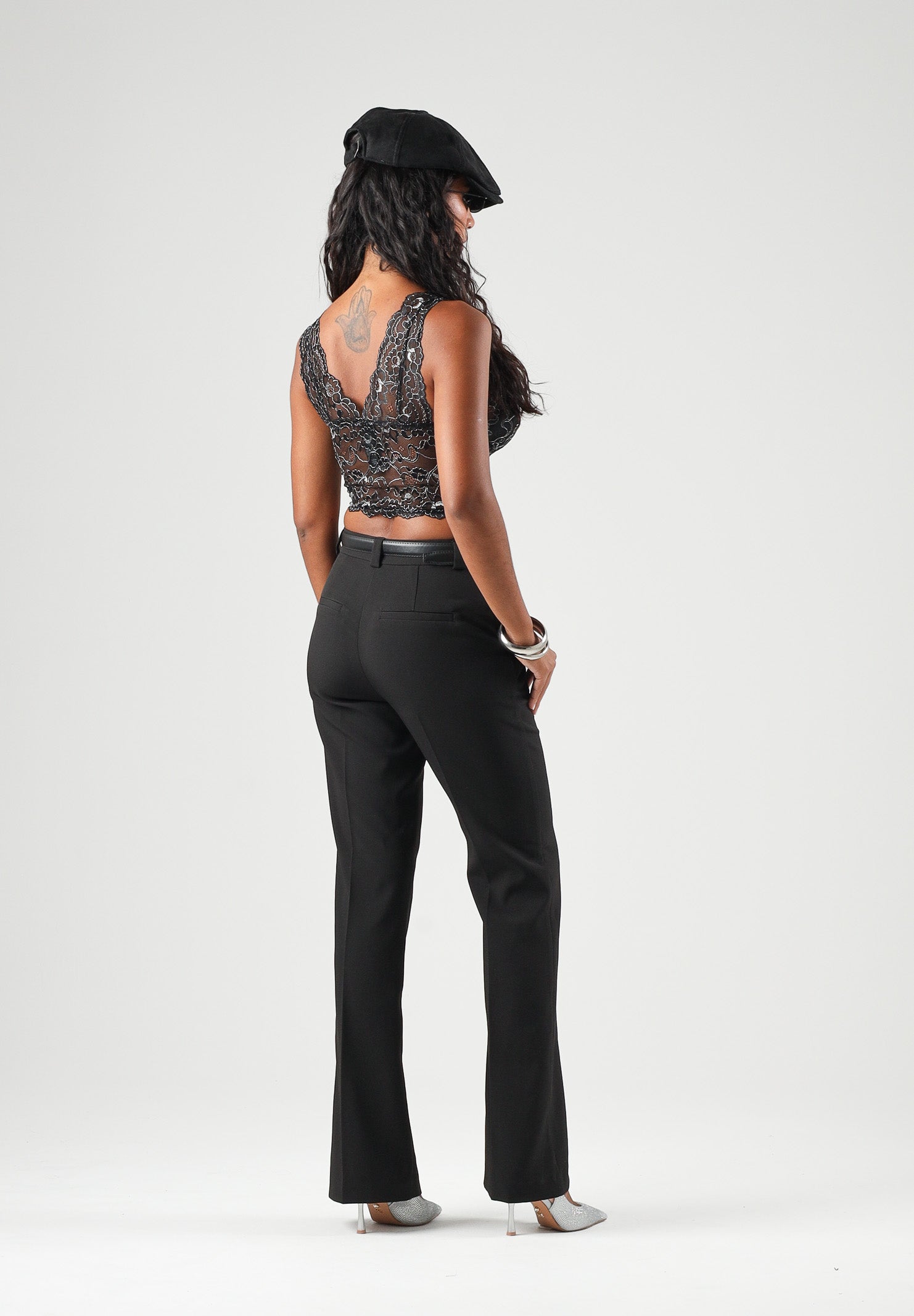ONLY Pantaloni ONLPOPTRASH nero per donna con cintura in vita e taglio sartoriale elegante 15376978 BL ONLY 