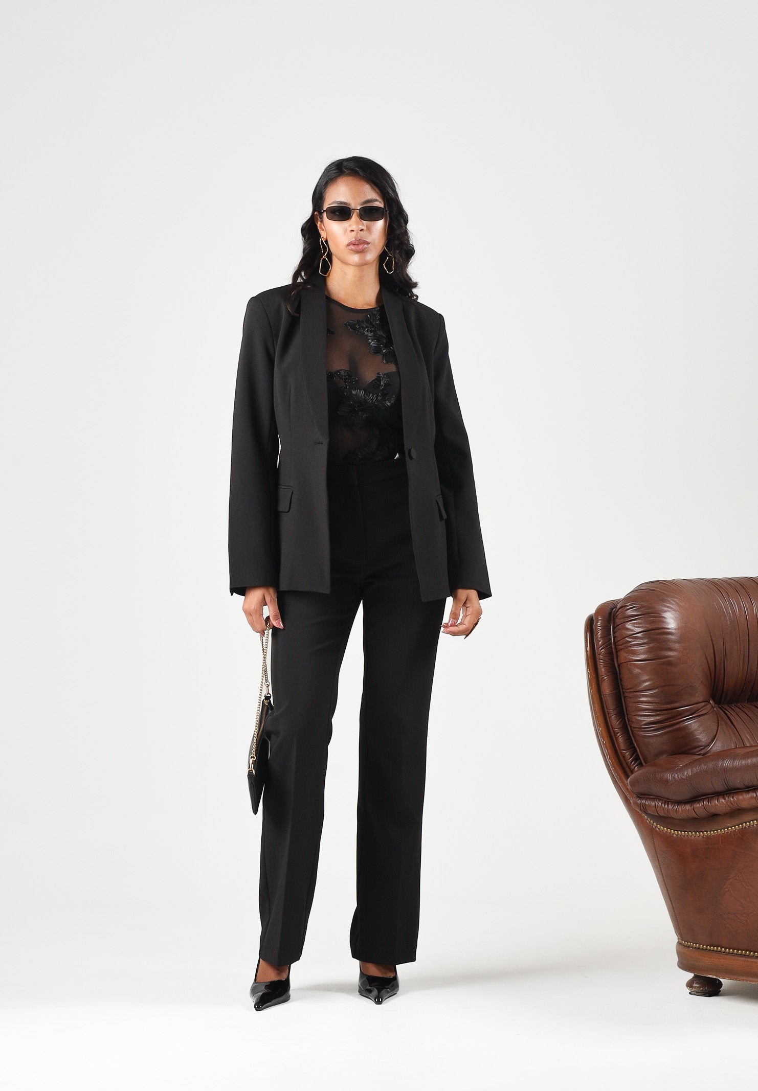 ONLY Pantaloni eleganti ONLPOPTRASH neri per donna con cintura in vita e taglio sartoriale elegante 15376978 BL ONLY 