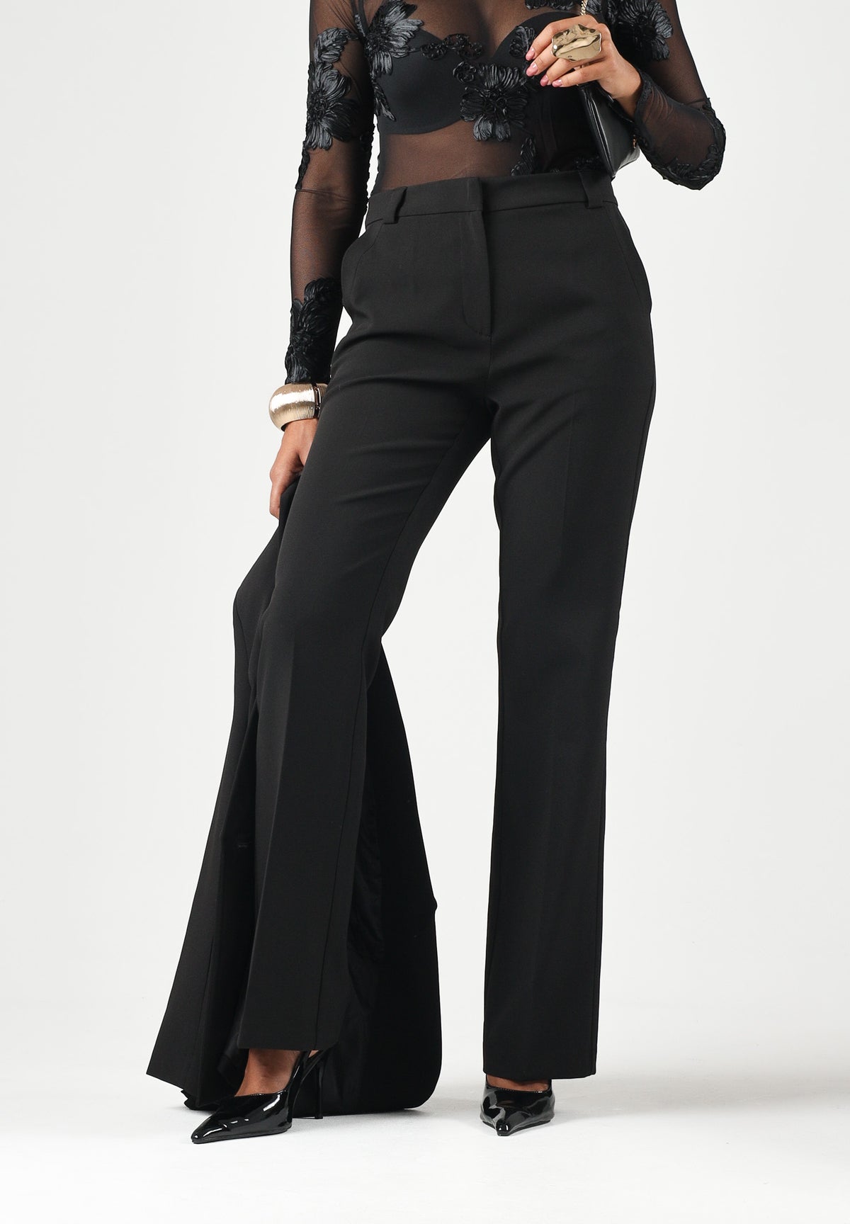 ONLY Pantaloni eleganti ONLPOPTRASH neri per donna con cintura in vita e taglio sartoriale elegante 15376978 BL ONLY 