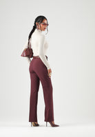 ONLY Pantaloni ONLPOPTRASH bordeaux per donna con cintura in vita e taglio sartoriale elegante 15376978 WI ONLY 