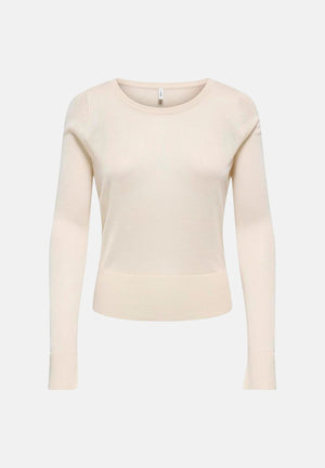 ONLY Maglia ONLVIENNA girocollo, Birch, beige-chiaro, da donna con spacchi laterali 15378046 BI ONLY 