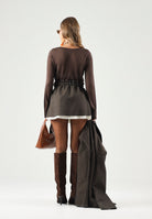 ONLY Maglia ONLVIENNA Bracken, marrone scuro, da donna con spacchi laterali 15378046 BR ONLY 