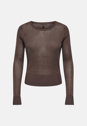ONLY Maglia ONLVIENNA Bracken, marrone scuro, da donna con spacchi laterali 15378046 BR ONLY 