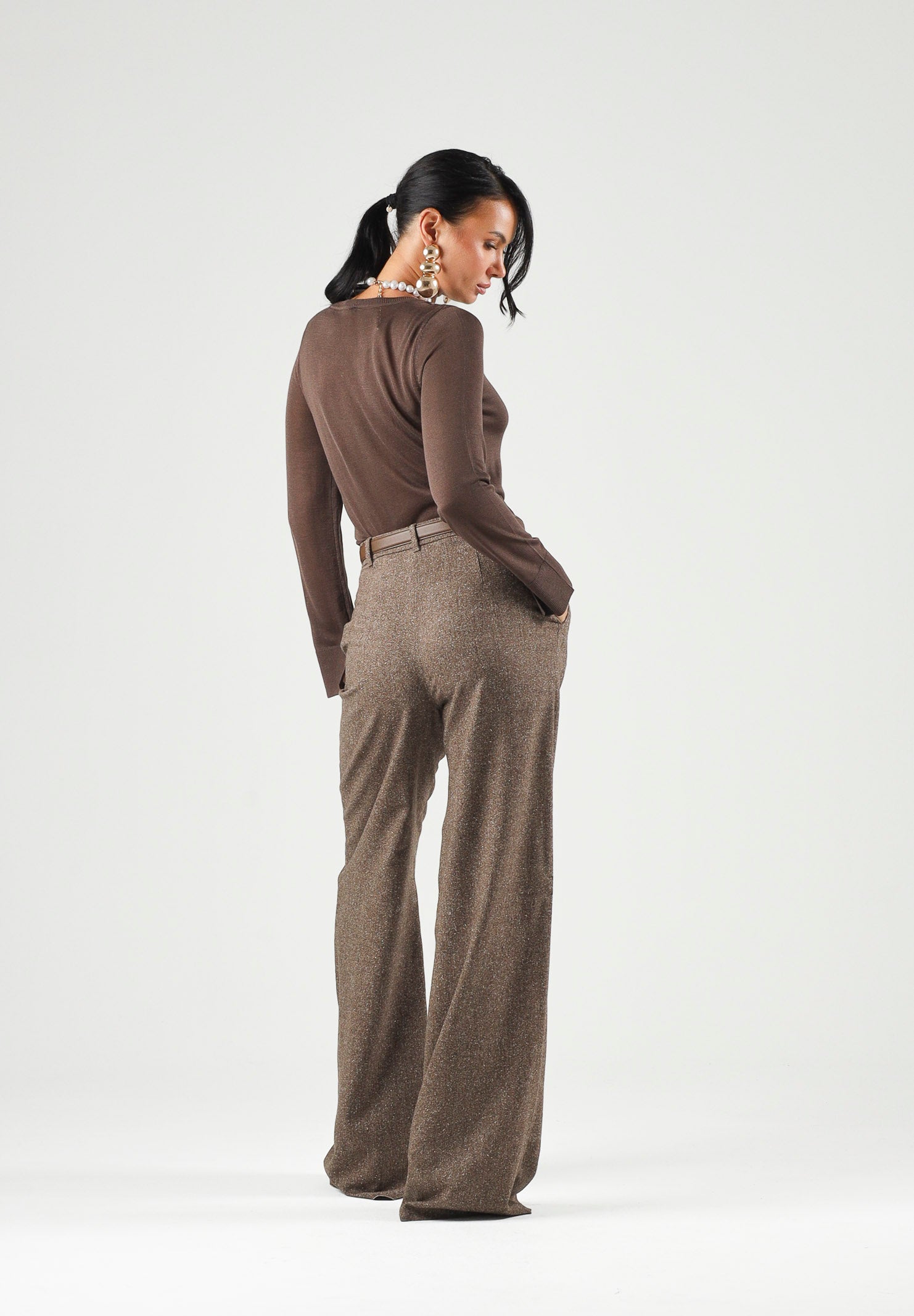 ONLY Maglia ONLVIENNA Bracken, marrone scuro, da donna con spacchi laterali 15378046 BR ONLY 