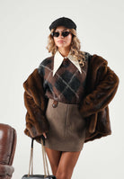 ONLY Maglione girocollo ONLNOEME coffe bean-marrone da donna con fantasia a quadri 15378140 COBE ONLY 