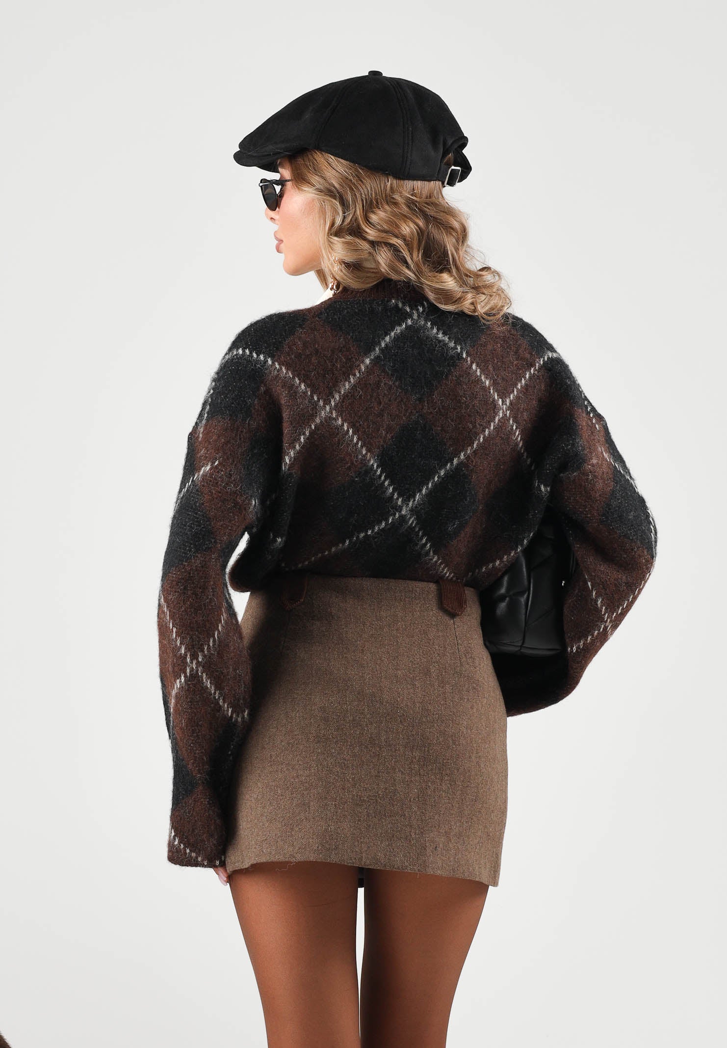 ONLY Maglione girocollo ONLNOEME coffe bean-marrone da donna con fantasia a quadri 15378140 COBE ONLY 