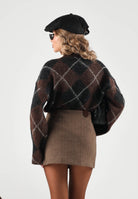 ONLY Maglione girocollo ONLNOEME coffe bean-marrone da donna con fantasia a quadri 15378140 COBE ONLY 